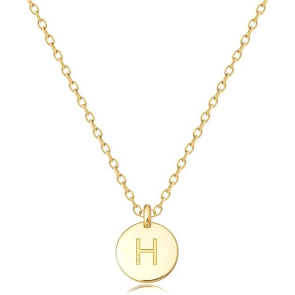 Initial Necklaces for Women Disc Pendant H - Picture 1 of 5